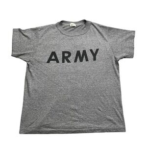 Vintage 80s ARMY T Shirt Gray Military Mens Medium USA Single Stitch Training